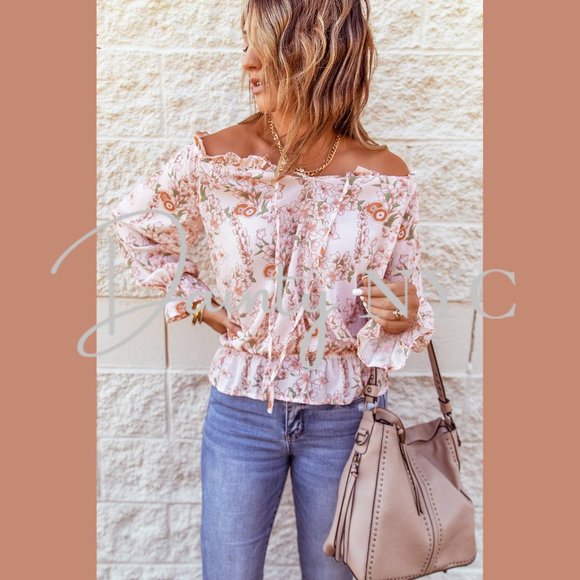 Puff Sleeve Ruffle Floral Print Blouse - Picture 3 of 9